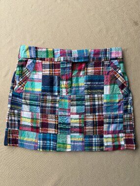 Vintage Preppy Coastal Madras Patchwork Plaid Mini Skirt